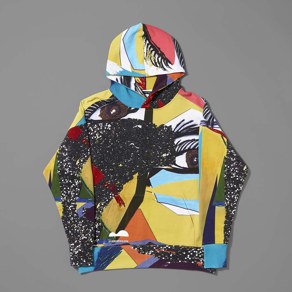 100% Cotton, unbrushed fleece hoodie featuring Carla by Mickalene Thomas