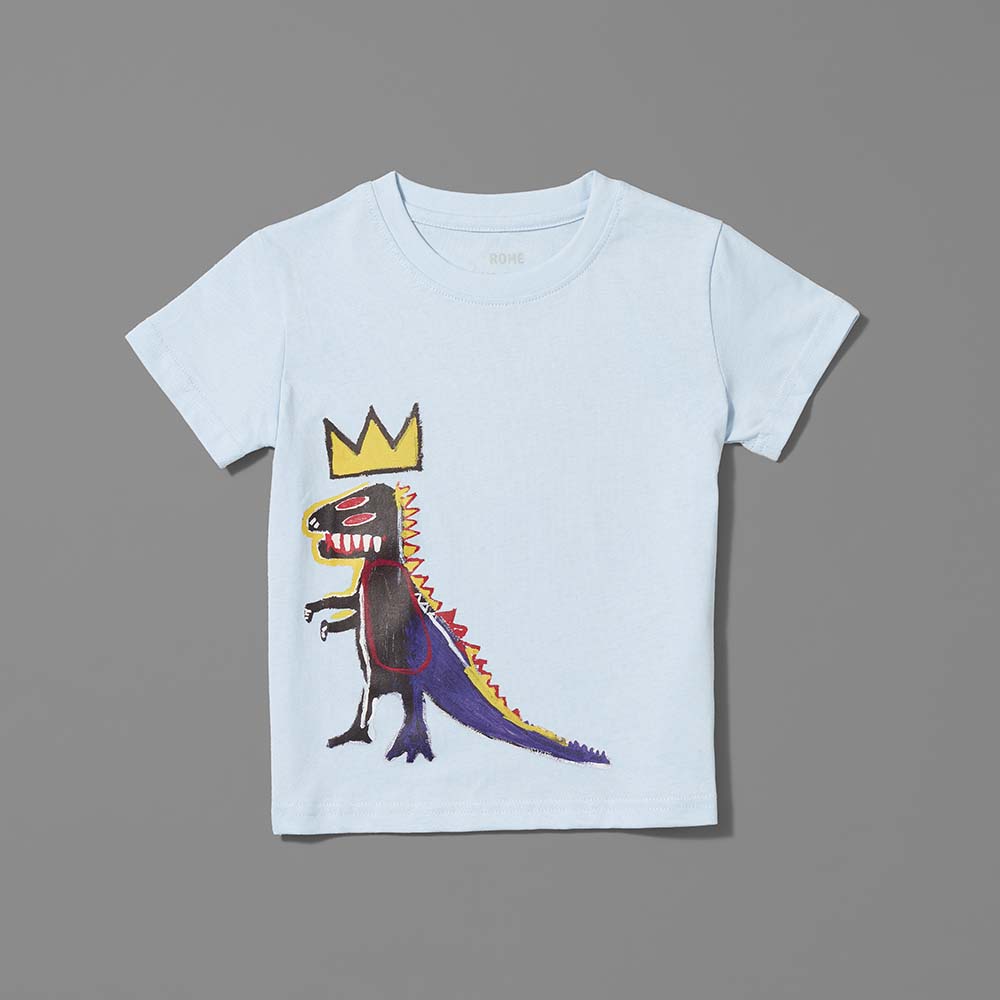 100% combed ring spun cotton blue kids t-shirt featuring Basquiat's Pez Dispenser