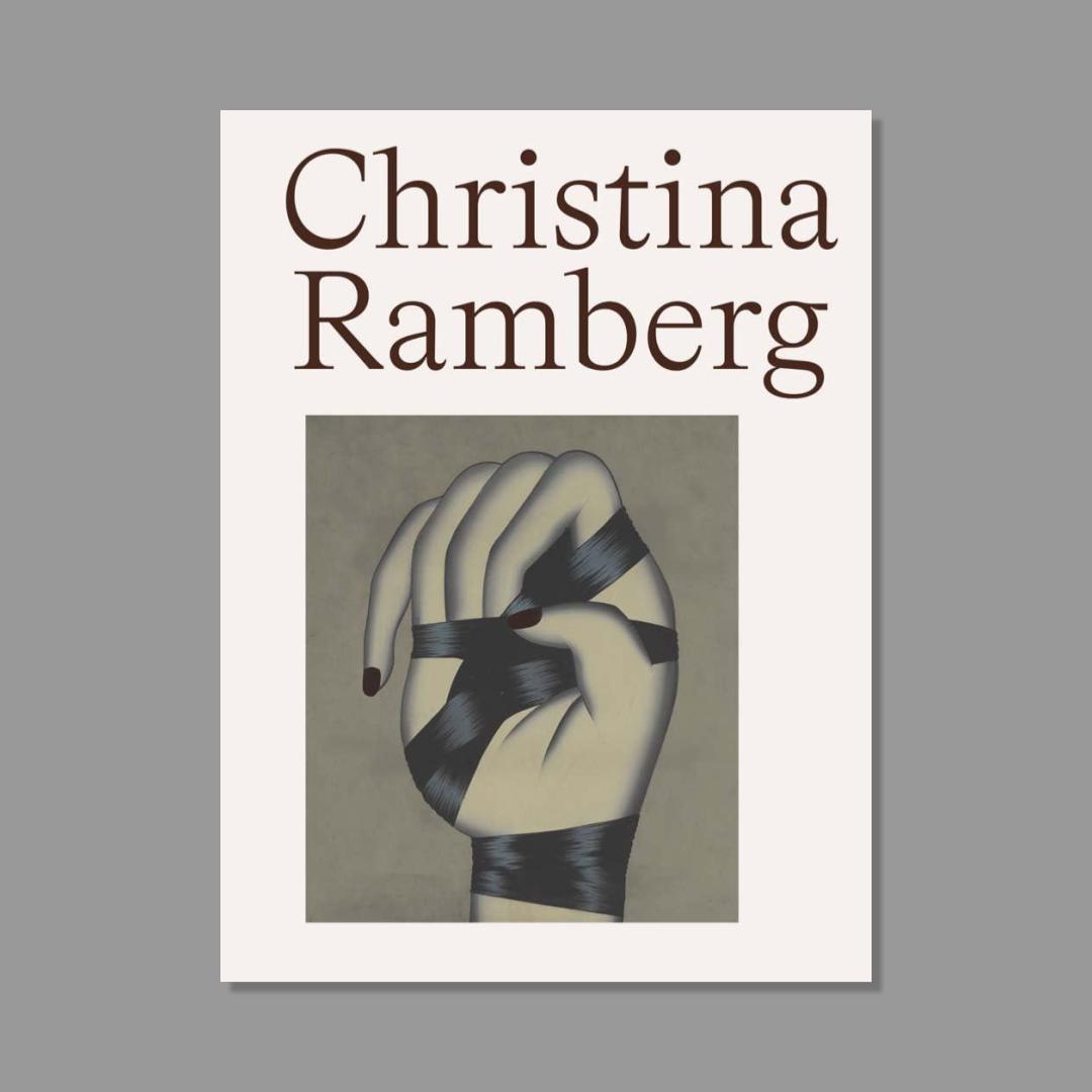 Book cover with 'Christina Ramberg' and an illustration of a hand with a black ribbon.