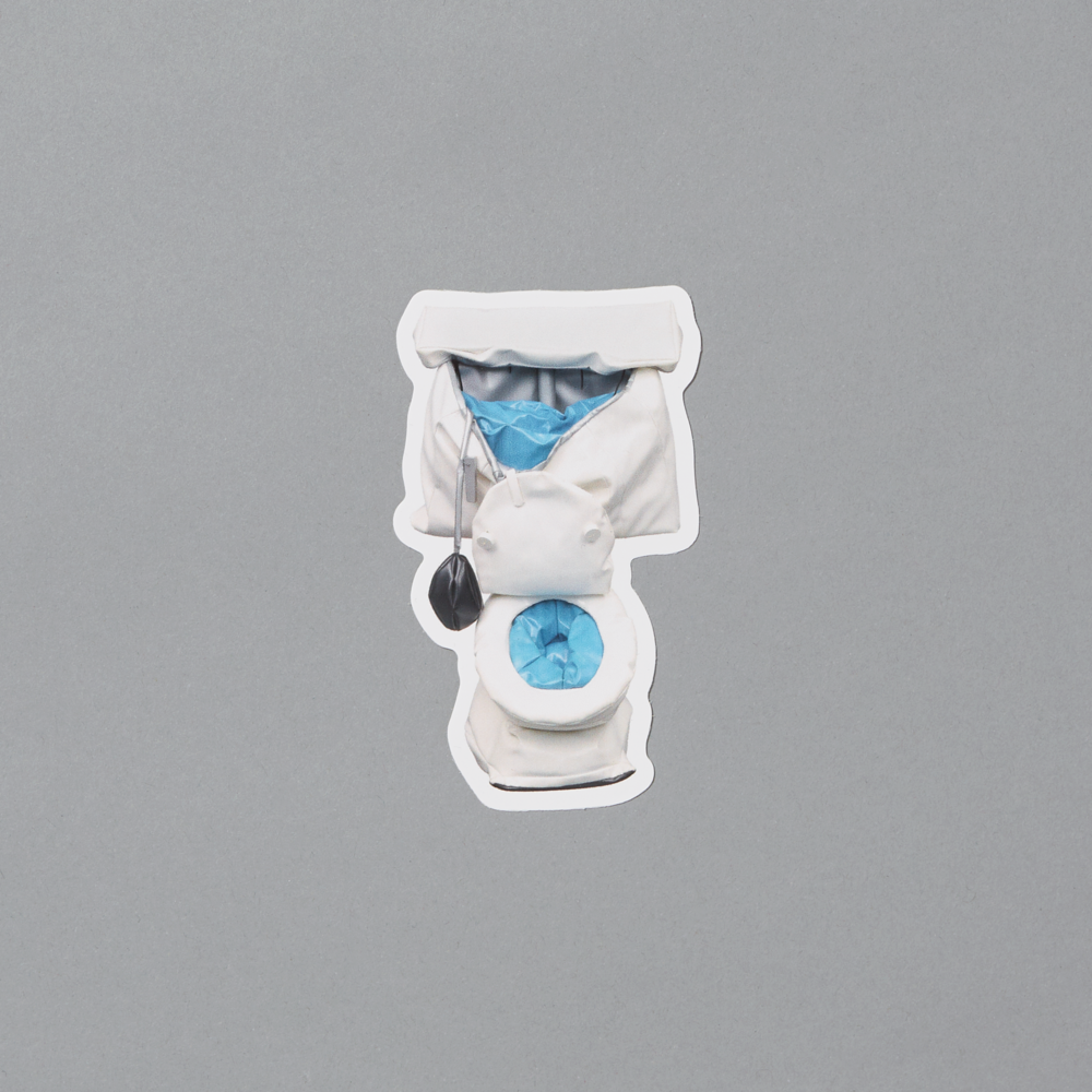 Vinyl sticker featuring Claes Oldenburg's Soft Toilet