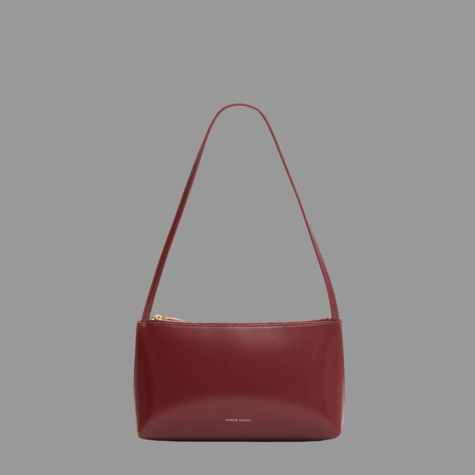Claret shoulder bag on a light gray background
