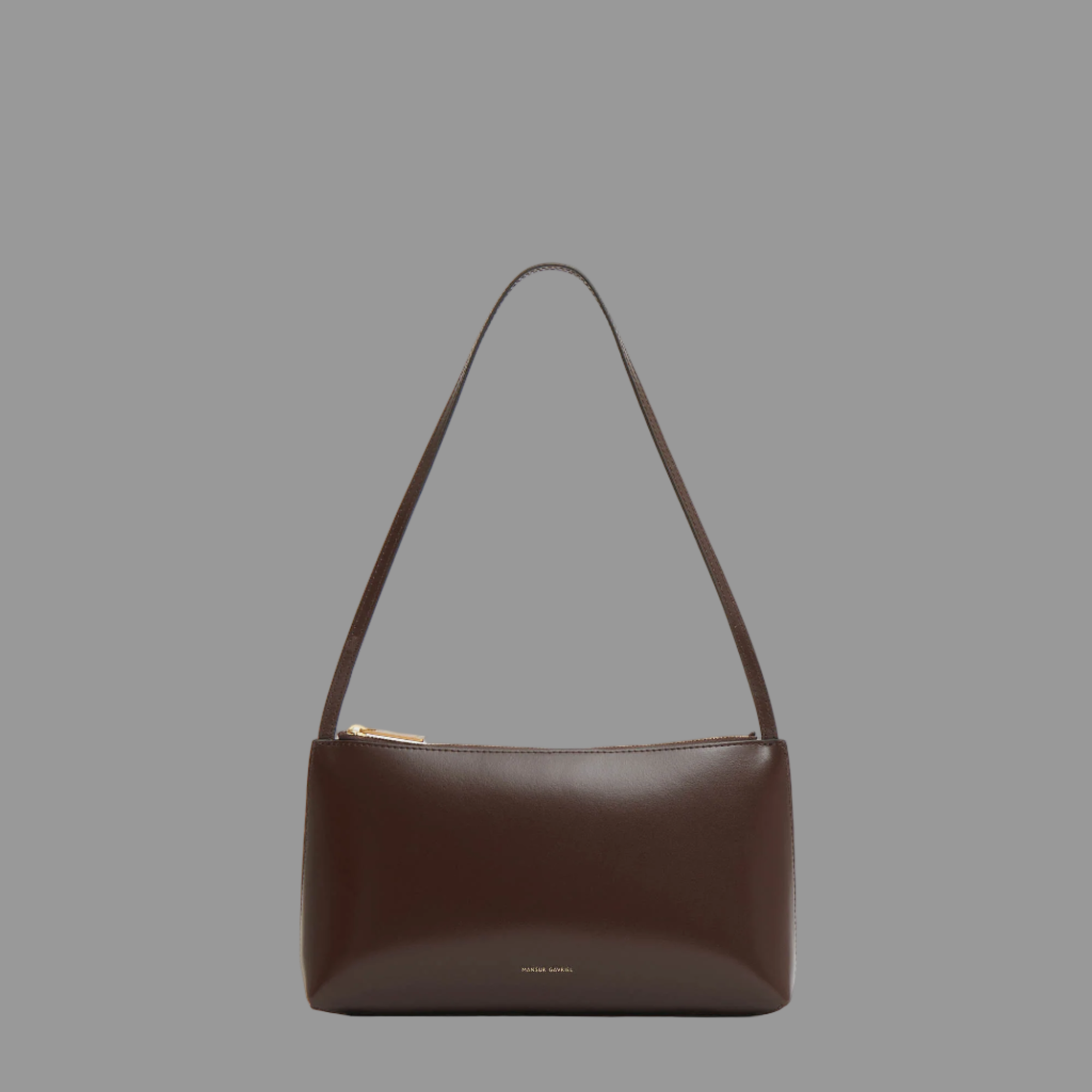 Chocolate shoulder bag on a light gray background