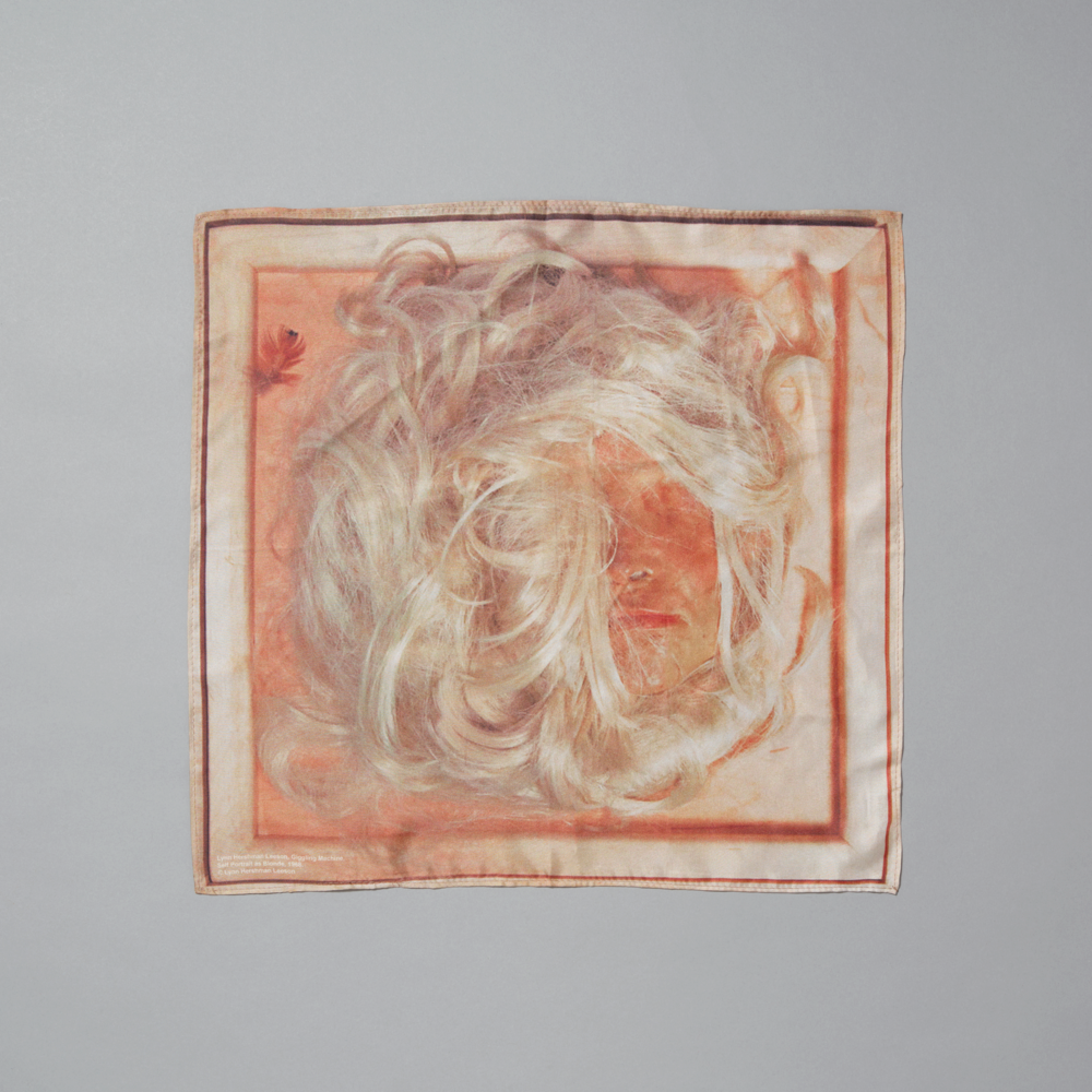 100% silk scarf featuring Lynn Hershman Leeson's Giggling Machine