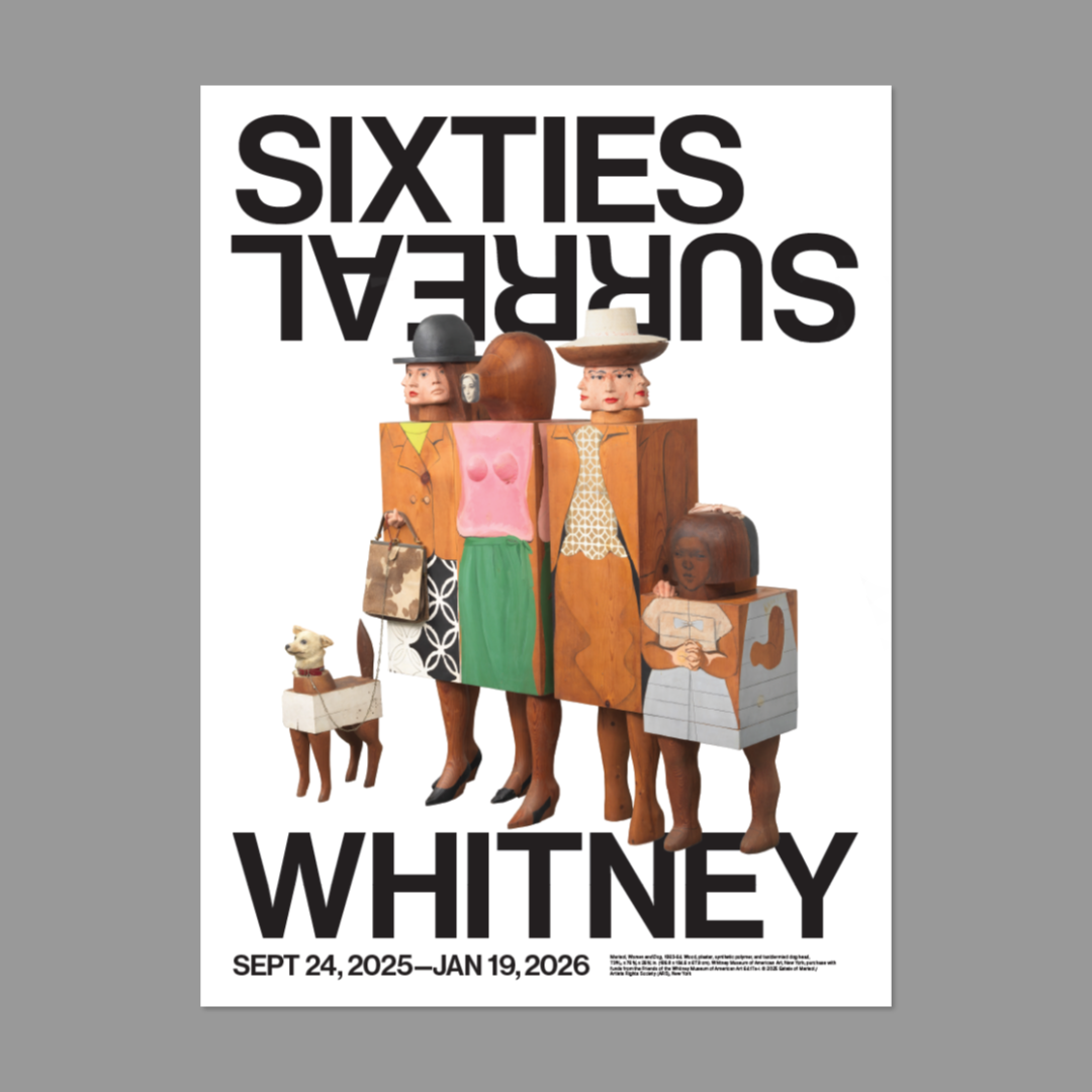 Sixties Surreal exhibition poster featuring Women and Dog by Marisol