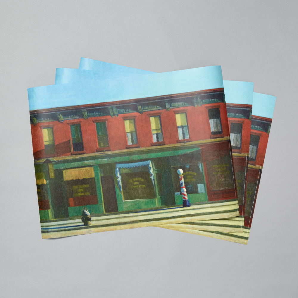 Set of three sheets of wrapping paper featuring Edward Hopper's Early Sunday Morning