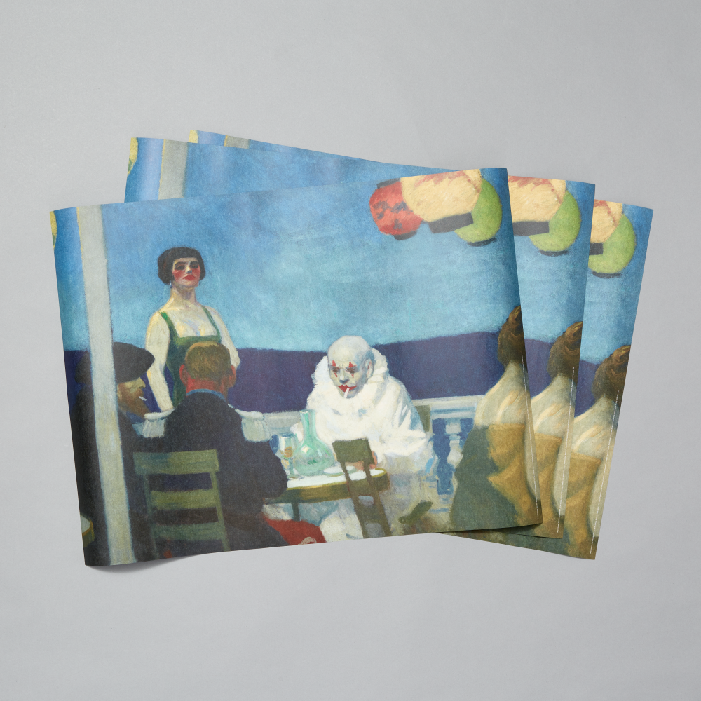 Set of three sheets of wrapping paper featuring Edward Hopper's Soir Bleu
