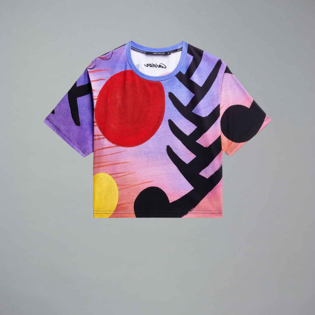 Colorful cropped t-shirt featuring Untitled (1947) by Alexander Calder