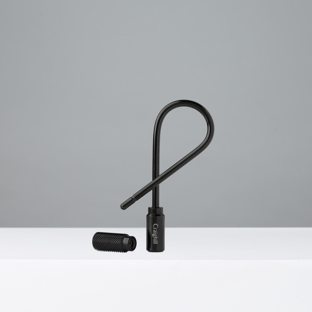 Vapor Black Closed Helix Keyring on a gray background