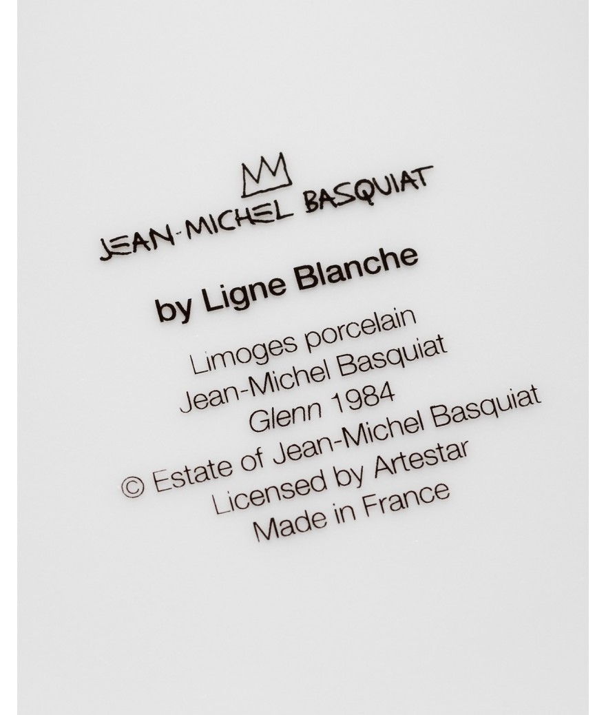 Text on a white background indicating 'Jean-Michel Basquiat by Ligne Blanche' with branding and licensing information.