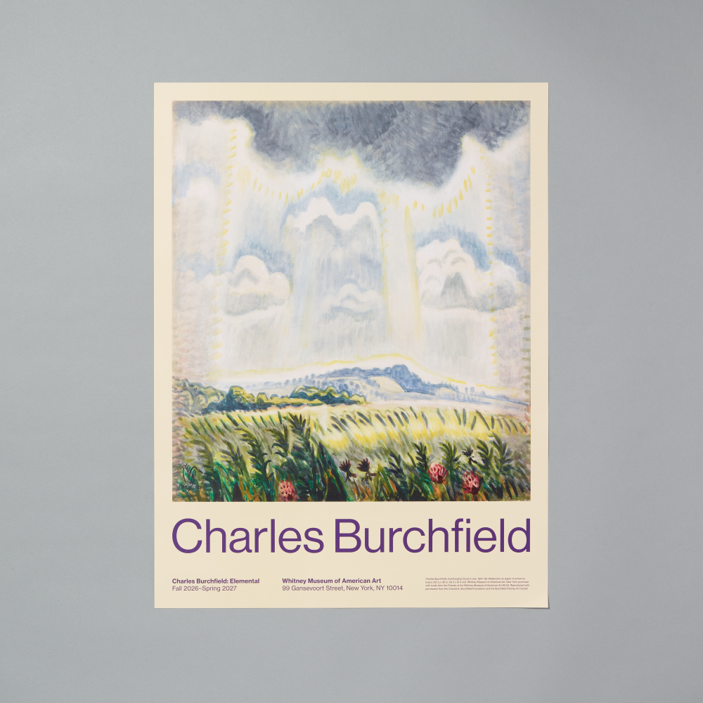 Exhibition poster featuring Charles Burchfield's Overhanging Cloud in July.