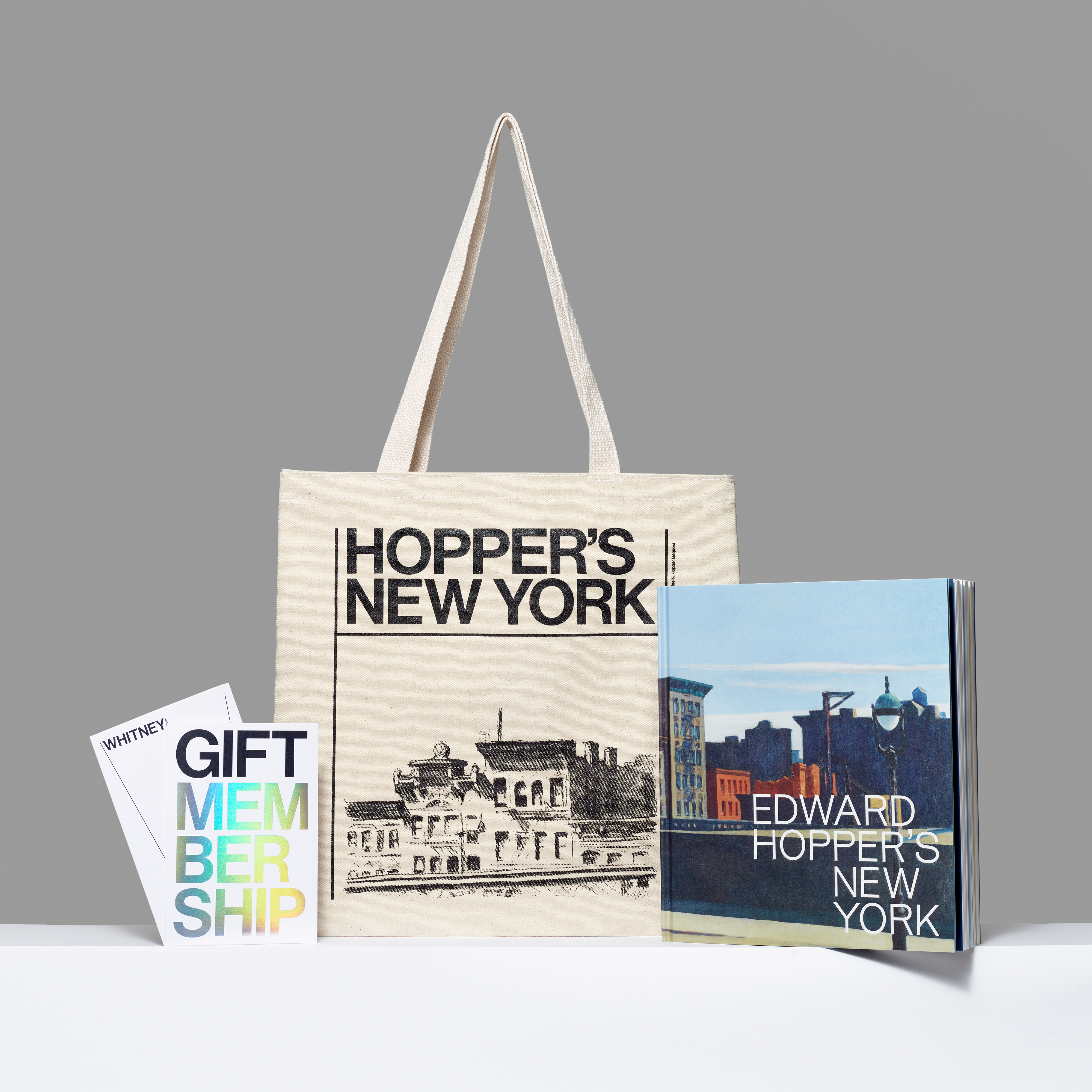 Membership bundle featuring Gift Membership, Edward Hopper's New York Exhibition Catalogue, Edward Hopper's New York Tote