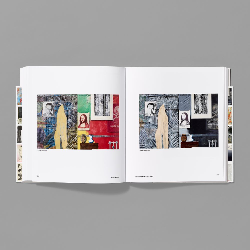 Inside spread of the Jasper Johns: Mind/Mirror exhibition catalogue
