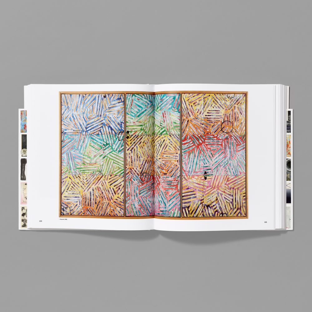 Inside spread of the Jasper Johns: Mind/Mirror exhibition catalogue