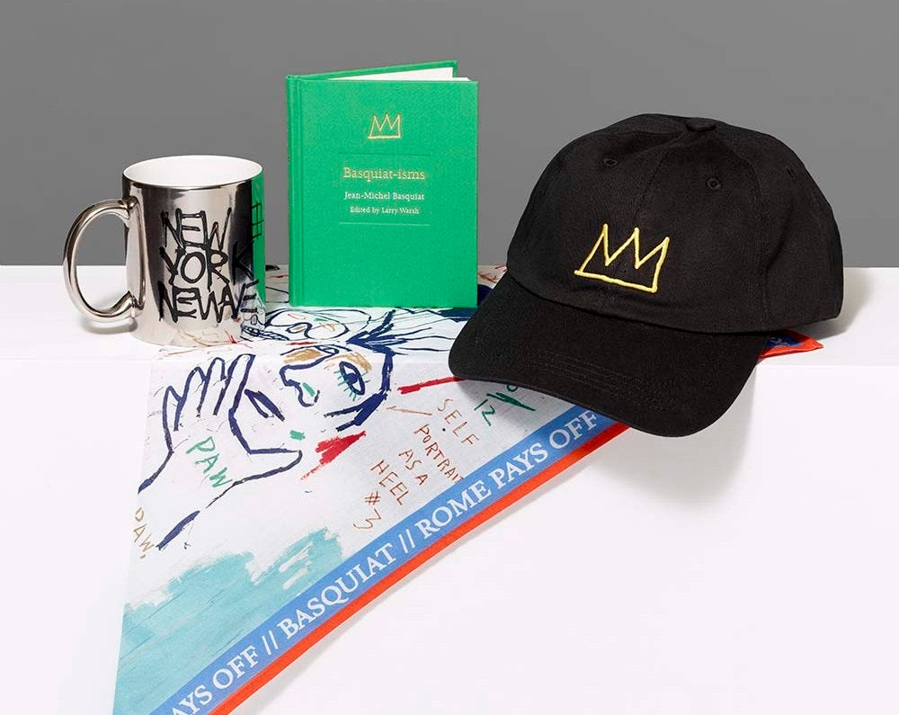 A selection of gifts featuring Jean-Michel Basquiat's works.